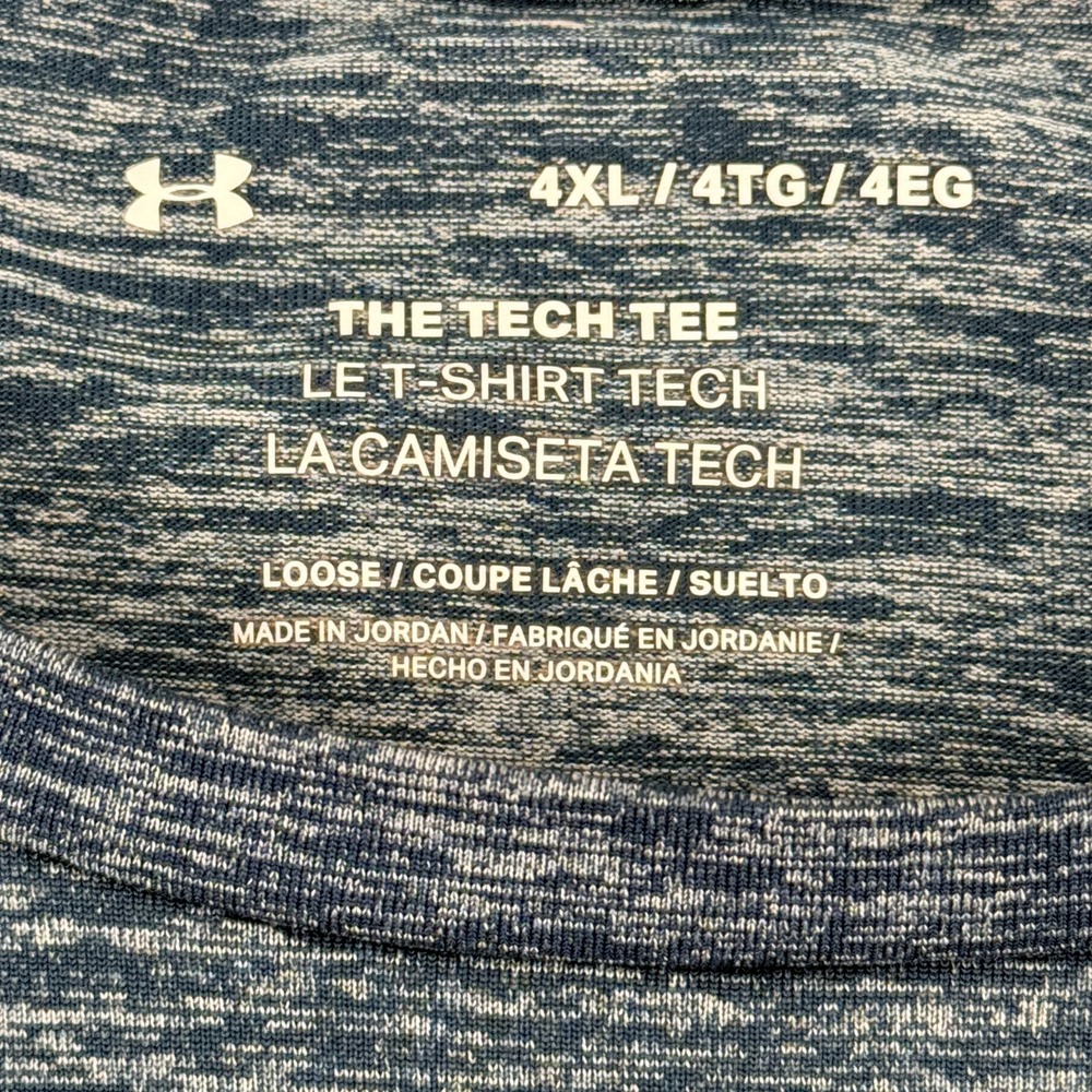 Under Armour Tech Tee Mens 4XL Blue Heather Short Sleeve Loose Athletic Shirt - Picture 7 of 7